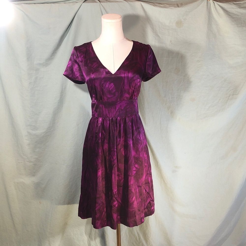 Silk Prom Party Cocktail Banana Republic Deep Purple Midi Dress Size 0 Small